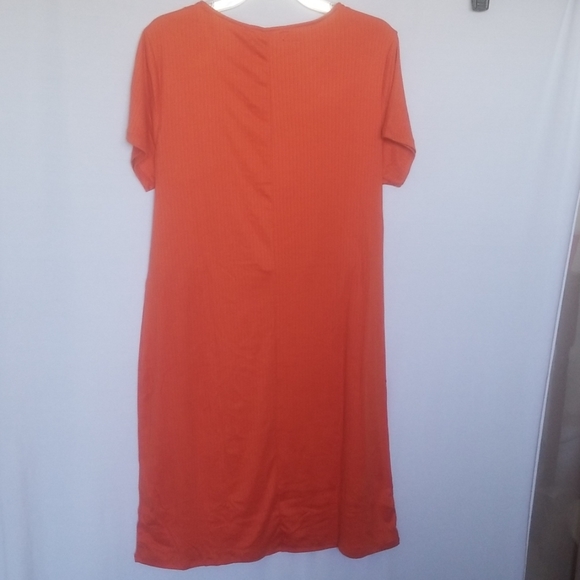 Women's Plus Size 1X Dress Built In Accent Belt Planet Gold Soft Orange - Picture 6 of 8